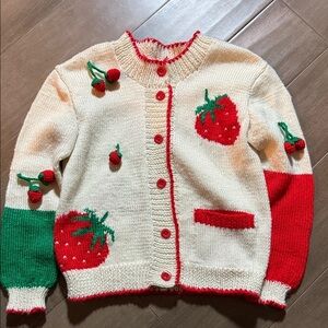 Hand Knit Button Up Fruit Cardigan